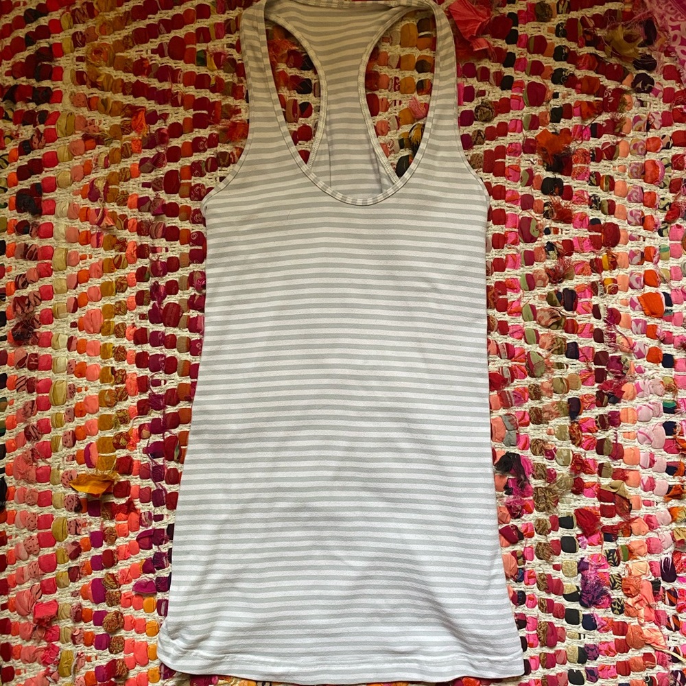 lululemon white striped tank top // size 2